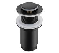 Balneo Tappo per Lavabo in Oottone Universale - Valvola Pop Up per Lavabo 66mm x G1 1/4 - Tappo per Lavabo Pop Up - Tappo per Lavabo senza Troppopieno - 4 Guarnizioni, Clic E - nero