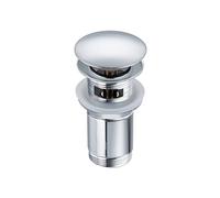 BALNEO Tappo per Lavello Universale Click Cone Pop-Up Cromato, Ottone, Antiruggine, 4 Guarnizioni, Guarnizione, Raccordo di Scarico, 66mm X G1 1/4, con Troppopieno, C-Click