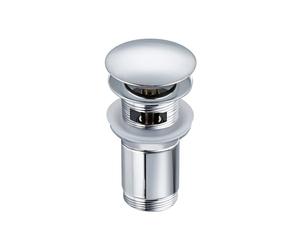 BALNEO Tappo per Lavello Universale Click Cone Pop-Up Cromato, Ottone, Antiruggine, 4 Guarnizioni, Guarnizione, Raccordo di Scarico, 66mm X G1 1/4, con Troppopieno, C-Click