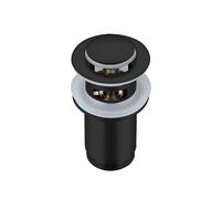 BALNEO Tappo per Lavello Universale Click Cone Pop-Up Nero, Ottone, Antiruggine, 4 Guarnizioni, Guarnizione, Raccordo di Scarico, 62mm X G1 1/4, con Troppopieno, e Click