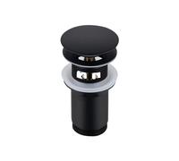 BALNEO Tappo per Lavello Universale Click Cone Pop-Up Nero, Ottone, Antiruggine, 4 Guarnizioni, Guarnizione, Raccordo di Scarico, 66mm X G1 1/4, con Troppopieno, C-Click