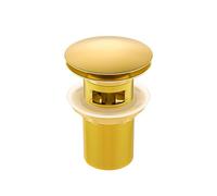 BALNEO Tappo per Lavello Universale Click Cone Pop-Up Oro, Ottone, Antiruggine, 4 Guarnizioni, Guarnizione, Raccordo di Scarico, 66mm X G1 1/4, con Troppopieno, Clic A