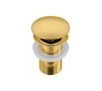 BALNEO Tappo per Lavello Universale Click Cone Pop-Up Oro, Ottone, Antiruggine, 4 Guarnizioni, Guarnizione, Raccordo di Scarico, 66mm X G1 1/4, Senza Troppopieno, Clic A