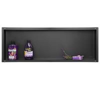 Balneo WALL-BOX NO BORDO Doccia Nicchia a Parete Nera Acciaio Inox 90x30x7cm Nicchia Doccia Impermeabile, Installazione Nicchia Flessibile, Nicchia per Utensili da Bagno, Sotto Le Piastrelle