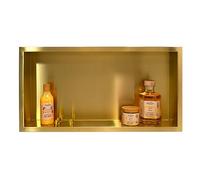Balneo Wall-Box ONE Gold Nicchia Acciaio Inox 60x30x7cm, Oro, Doccia a Parete in Nicchia, Impermeabile, Installazione Flessibile in Nicchia, Nicchia per Utensili da Bagno, Senza Piastrelle