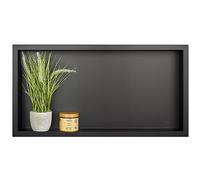 Balneo WALL-BOX ONE Nicchia Doccia in Acciaio Inox Nero 60x30x10cm, Nicchia Doccia a Parete Nera, Impermeabile, Installazione Flessibile, Nicchia per Utensili da Bagno, Senza Piastrelle
