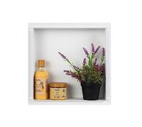 Balneo WALL-BOX SENZA BORDO Doccia a Parete Nicchia Doccia in Acciaio Inox Nicchia 30x30x10cm, Bianco, Nicchia per Utensili da Bagno, Installazione Flessibile in Nicchia, Bianco, Sotto Le Piastrelle