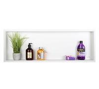 Balneo WALL-BOX SENZA BORDO Doccia a Parete Nicchia Doccia in Acciaio Inox Nicchia 90x30x10cm, Bianco, Impermeabile, Installazione Flessibile in Nicchia, Bianco, Sotto Le Piastrelle