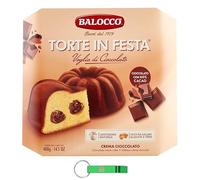Balocco Torta in Festa Cioccolato - Dolce di Natale Italiano - Torta ripiena Crema Cioccolato 400g + Portachiavi Beni Culinari Gratis