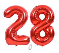 Balorise 40 Pollici Foil Palloncino Rosso Numero 28/82, Gonfiabili Elio, Grande Numeri 0-9, 10-100 (101cm), Decorazione di Alluminio Palloncini per Festa di Compleanno Anniversario
