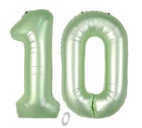 Balorise 40 Pollici Foil Palloncino Verde Numero 10, Gonfiabili Elio, Grande Numeri 0-9, 10-100 (101cm), Decorazione di Alluminio Palloncini per Festa di Compleanno Anniversario