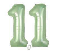 Balorise 40 Pollici Foil Palloncino Verde Numero 11, Gonfiabili Elio, Grande Numeri 0-9, 10-100 (101cm), Decorazione di Alluminio Palloncini per Festa di Compleanno Anniversario