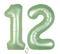 Balorise 40 Pollici Foil Palloncino Verde Numero 12/21, Gonfiabili Elio, Grande Numeri 0-9, 10-100 (101cm), Decorazione di Alluminio Palloncini per Festa di Compleanno Anniversario