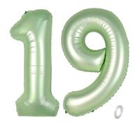 Balorise 40 Pollici Foil Palloncino Verde Numero 19/91, Gonfiabili Elio, Grande Numeri 0-9, 10-100 (101cm), Decorazione di Alluminio Palloncini per Festa di Compleanno Anniversario
