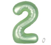 Balorise 40 Pollici Foil Palloncino Verde Numero 2, Gonfiabili Elio, Grande Numeri 0-9, 10-100 (101cm), Decorazione di Alluminio Palloncini per Festa di Compleanno Anniversario