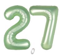 Balorise 40 Pollici Foil Palloncino Verde Numero 27/72, Gonfiabili Elio, Grande Numeri 0-9, 10-100 (101cm), Decorazione di Alluminio Palloncini per Festa di Compleanno Anniversario