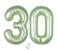 Balorise 40 Pollici Foil Palloncino Verde Numero 30, Gonfiabili Elio, Grande Numeri 0-9, 10-100 (101cm), Decorazione di Alluminio Palloncini per Festa di Compleanno Anniversario