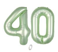 Balorise 40 Pollici Foil Palloncino Verde Numero 40, Gonfiabili Elio, Grande Numeri 0-9, 10-100 (101cm), Decorazione di Alluminio Palloncini per Festa di Compleanno Anniversario