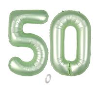 Balorise 40 Pollici Foil Palloncino Verde Numero 50, Gonfiabili Elio, Grande Numeri 0-9, 10-100 (101cm), Decorazione di Alluminio Palloncini per Festa di Compleanno Anniversario