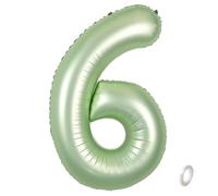 Balorise 40 Pollici Foil Palloncino Verde Numero 6, Gonfiabili Elio, Grande Numeri 0-9, 10-100 (101cm), Decorazione di Alluminio Palloncini per Festa di Compleanno Anniversario