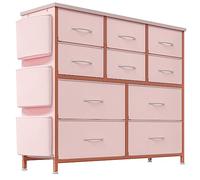 Baloveby Cassettiera, Armadio 10 cassetti in tessuto con maniglie, telaio in metallo, cameretta dei bambini, armadio, corridoio, ingresso armadio per camera da letto (rosa)