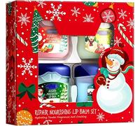 Balsami per Labbra Idratante,Set Regalo Donna Natale,Balsamo Labbra Nutriente,Moisturizing Lip Care,Lip Balm Gift Set,Cura Labbra Riparatrice Giorno e Notte,Set Crema Mani Natalizia