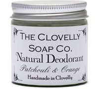 Balsamo deodorante naturale fatto a mano Clovelly Soap Co. Patchouli e Arancia 60g in contenitore di vetro Balsamo Deodorante Vegano Naturale - Il balsamo deodorante al patchouli e all'arancia di Clov