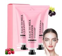 Balsamo Latte Detergente, Detergente Viso, Detergente Viso Ricco Di Piante, Deterge Efficacemente La Pelle Da Trucco E Impurità, Doppio Struccante Esfoliante Delicato (3 pz)