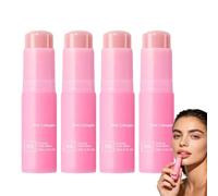 Balsamo multi-volume rosa al collagene, stick multi-balsamo antirughe coreano, levigante istantaneo, volumizzante, rimpolpante, idratante e rassodante per viso, occhi, labbra e collo. (4PCS)