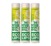 Balsamo per labbra vegano al gusto di limone e lime, confezione da 3 - Senza api, con cera di candelilla, burro di cacao e olio di cocco per la c