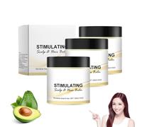 Balsamo stimolante del cuoio capelluto e dei capelli, nutre il cuoio capelluto e i capelli, miscela di burro di karitè e burro di mango, balsamo per capelli e capelli idratanti (3 pezzi)