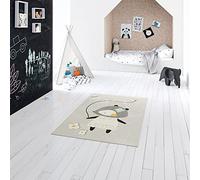 BALTA Tappeto per bambini a pelo corto, rettangolare, ideale per la cameretta dei bambini, per la sala giochi, facile da pulire, antimacchia, in polipropilene, 120 x 170 cm, grigio, multicolore