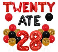 Balterever Leopard Twenty Ate - Set di decorazioni per il 28° compleanno da donna, 81,3 cm, numero 28 e 40,6 cm, con palloncini in lattice e nastro, per feste di compleanno 28° compleanno