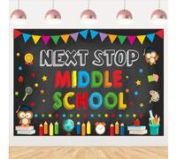 Balterever Next Stop Sfondo per la scuola media 2,1 x 1,5 m Next 2025 Stop decorazione per feste di scuola media 5 ° grado decorazione di laurea scuola elementare decorazione di laurea per scuola