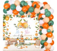 Balterever Orange Gender Reveal Party Decors He or She What Will Our Little Cutie Be sfondo con kit arco palloncino per baby shower