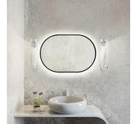 Baltica Design Tiny Border Pastille specchio 60x90 cm ovale con illuminazione nero 5904107926117