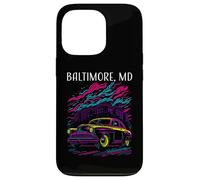Baltimora Maryland - Auto d'epoca in stile retrò, design industriale Custodia per iPhone 13 Pro