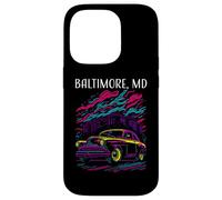 Baltimora Maryland - Auto d'epoca in stile retrò, design industriale Custodia per iPhone 14 Pro