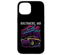 Baltimora Maryland - Auto d'epoca in stile retrò, design industriale Custodia per iPhone 15