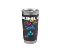 Baltimore Maryland Cat indossa occhiali da sole e fiori design Bicchiere termico in acciaio inox doppia parete