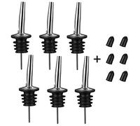 BALTRE 6 pezzi Versatore per Vino, in Acciaio Inox in, Versatore Conico e Dispenser con Guarnizione in Gomma per Vino, bar, Feste e uso Domestico per olio Con Tappo in Gomma