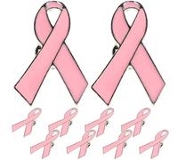 Baluue 10 Pezzi Spilla Nastro Rosa in Lega la Consapevolezza del Cancro al Seno, Elegante e Semplice, la Giornata Mondiale del Cancro e Varie Occasioni
