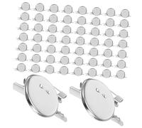 Baluue 100 Pezzi Base per Spilla in Ferro Argento con Clip, Disco Rotondo da 3 Cm per Creazione Gioielli Fai da Te, per Lavori Manuali e Spille su Maglioni o Cappelli