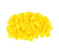 Baluue 100 Pezzi tazze kit tappi dei flaconi spray per tappi di inchiostro del tatuaggio cappucci per inchiostro per porta pigmenti calamai misti calamaio Forniture Yellow