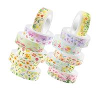 Baluue 12 Nastro Adesivo Decorativo Washi Trasparente con Motivi Floreali Primaverili per Scrapbooking e Artigianato DIY Nastro Creativo per Diari Quaderni e Progetti Manuali