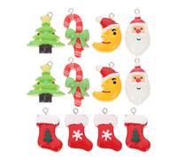 Baluue 12 Pezzi Mini Ornamenti Natalizi in Resina per Decorazioni Fai da Te Ciondoli per Orecchini e Collane Materiali Sicuri e Delicati sulla Pelle Accessori Natalizi per Regali