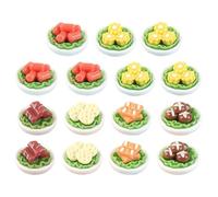 Baluue 15 Pezzi Mini Decorazioni Alimentari in Resina per Casa delle Bambole, Modelli di Verdure Finte Miste, Accessori per Cucina in Miniatura e Oggetti di Scena Stile Stile Casuale