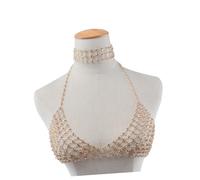 Baluue 1pezzi Catena per Reggiseno Paillettes Dorato Accessorio per Bikini e Costume da Bagno Gioiello da Corpo per Festa Spiaggia e Piscina