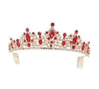 Baluue 1pezzi Di Con Pettine e Strass Copricapo Elegante Per Sposa Accessorio Per Cerimonie e Servizi Fotografici Colore Rosso Design Retro e Chic