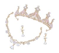 Baluue 1set Accessori Per Bambina Con Decorativa Collana e Orecchini Cerchietto Da Principessa Per Occasioni Speciali Compleanni e Cerimonie